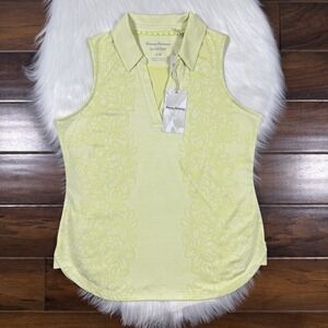 Tommy Bahama Womens Size Medium Palm Coast Floral Sleeveless Polo Shirt Tank Top